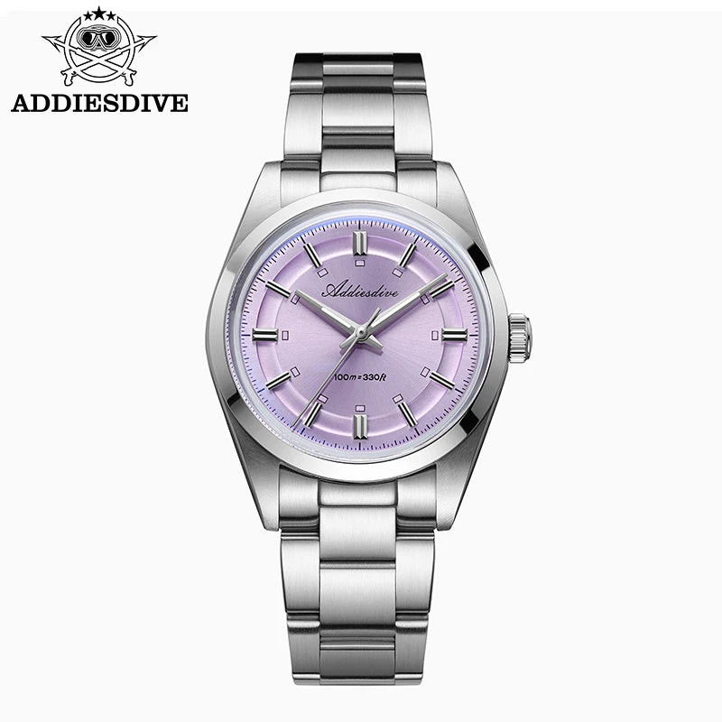ADDIESDIVE – Prabangus analoginis vyriškas laikrodis, kvarcinis mechanizmas VH31, išgaubtas stiklas, atsparumas vandeniui iki 10 barų, švytinti danga BGW9, plieninis korpusas – Individualizuojamas modelis AD2515