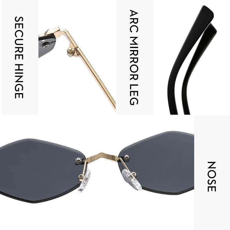 Frameless Rhombus Personalized Women's Sunglasses,Elegant And Versatile Classic Sunglasses Luxury And High-End Sunglasses UV400.