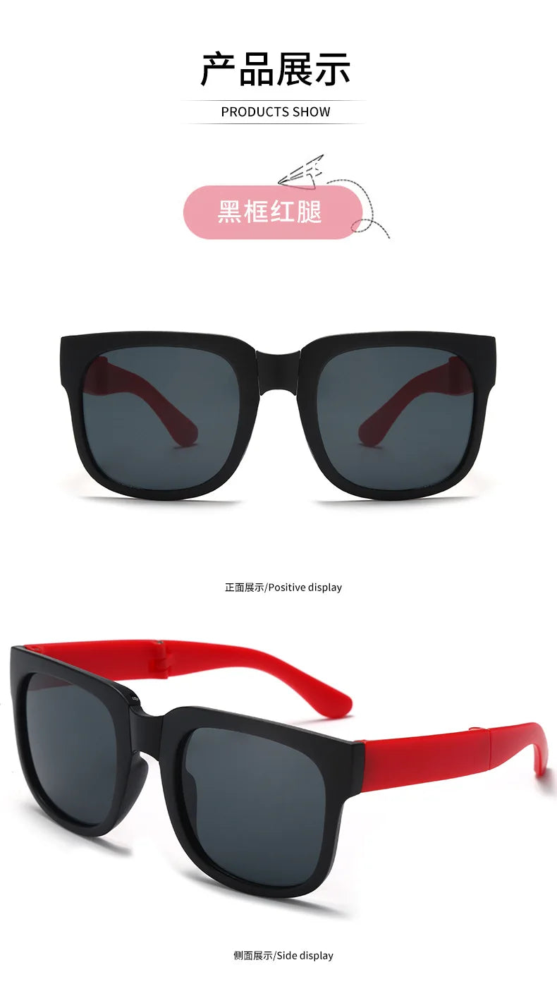 Fashion Kids Folding Sunglassess New Ultralight Candy Color Children Sun Glasses Portable Square Frame Eyewear for Girls Boy