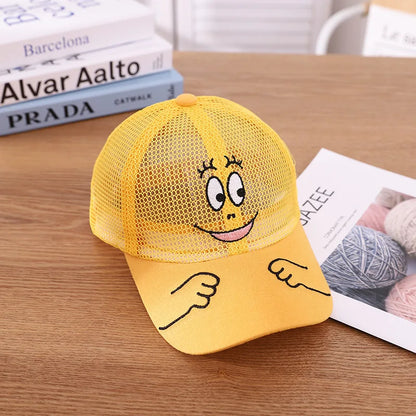 Cool New Boys Girls Kids Children Summer Cute Cap Smiley Face Kawaii Mesh Baseball Cap Popular Hip Hop Sun Hat DropShipping