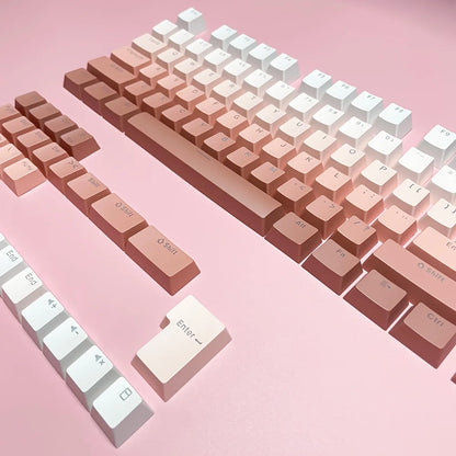 Teclas Gamer RGB retroiluminadas em degradé para teclado mecânico com switch MX, perfil OEM, PBT, branco e azul, layout ISO, teclas DIY