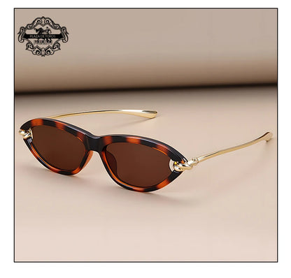 Trendy Luxury Brands Women's Cat Eye Tortoiseshell Sunglasses UV400 Oval Glasses For Woman Fashion Designer Classical Glasses