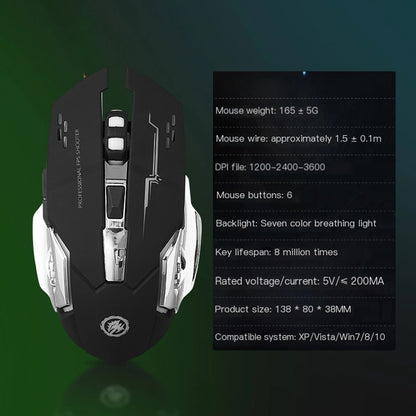 Dobíjecí bezdrátová herní myš pro počítač, tichá Bluetooth myš USB, mechanická e-sportovní podsvícená PC Gamer myš pro počítač
