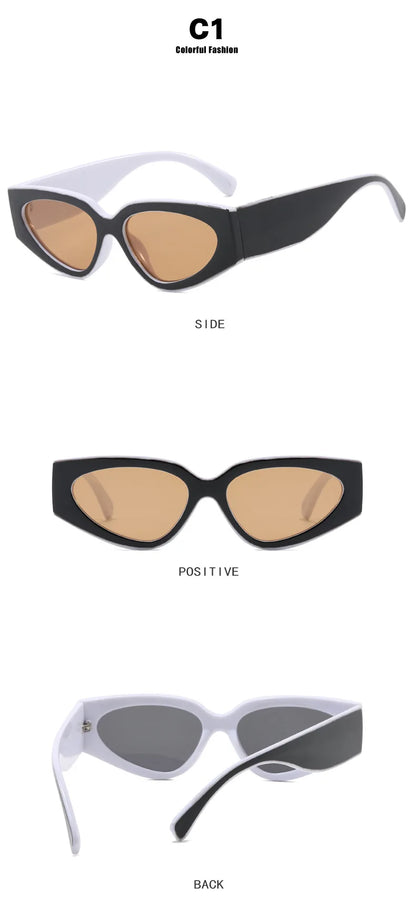 2025 New Fashion Cat Eye Small Oval Women Sunglasses Men Trendy Y2K Punk Sun Glasses Female Travel Shade Vintage Eyewear UV400