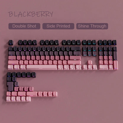 Novas Keycaps para Teclado Mecânico Gaming 60/64/84/98/108 com Switch MX, 135 Teclas OEM PBT, Gravação Lateral, Gradiente Vermelho e Preto