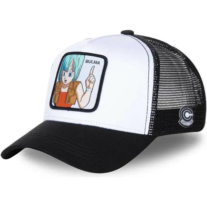 Dragon Ball Buu Goku sapka Nyári utazós csúcsos sapka Férfi hímzett hip-hop stílusú napellenzős állítható trucker hálós sapka
