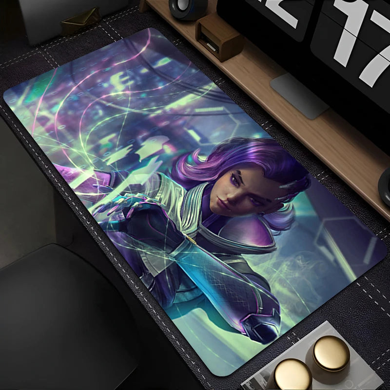 PC pelės kilimėlis Overwatch Sombra Sexy, nešiojamojo kompiuterio pelės kilimėlis, violetinis Kawaii anime merginos klaviatūros kilimėlis, žaidimų aksesuarai, žaidėjo stalo pelės kilimėlis