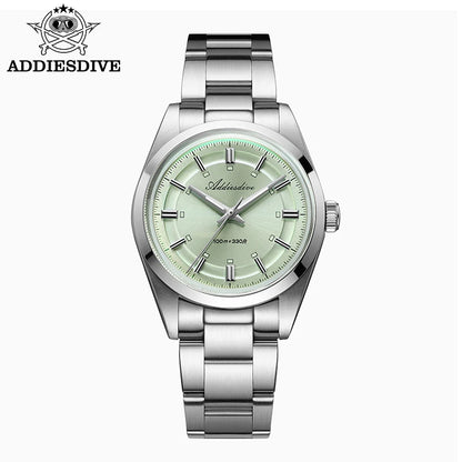 ADDIESDIVE – Prabangus analoginis vyriškas laikrodis, kvarcinis mechanizmas VH31, išgaubtas stiklas, atsparumas vandeniui iki 10 barų, švytinti danga BGW9, plieninis korpusas – Individualizuojamas modelis AD2515