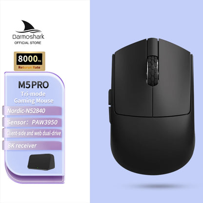 Darmoshark M5Air trådlös gamingmus i smidd kolfiber 8K PAW3950 30K DPI för små händer, fingertoppsgrepp, spelmakron, lättviktig