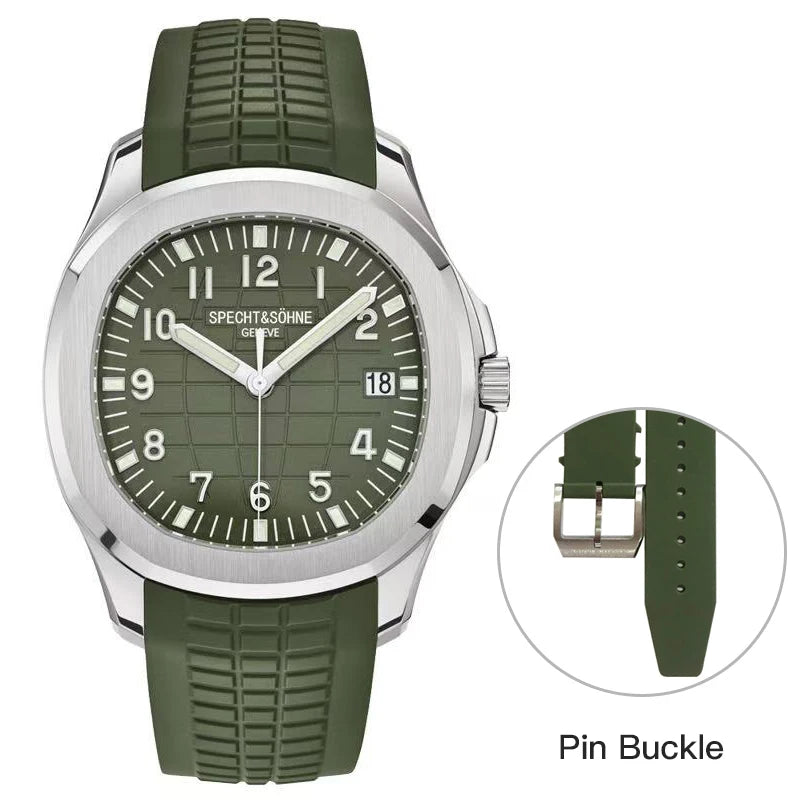 Specht&Sohne 2025 New Luxury Men Mechanical Wristwatch Miyota 8215 Stainless Steel Watch Green Rubber Sapphire Reloj Hombre