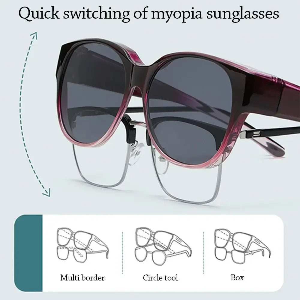 Summer UV Protection Driving Sunglasses Y2K Round Frame Wear Over Glasses Retro Fit Over Sunglasses for Women Men