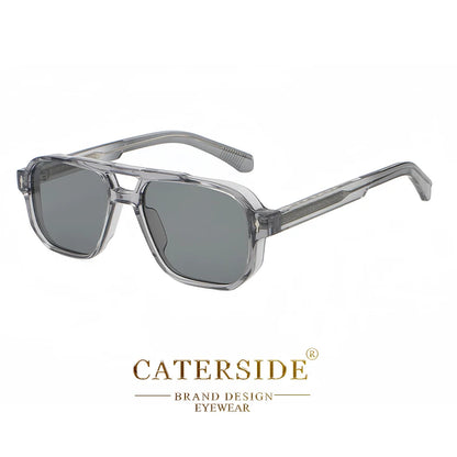 CATERSIDE Vintage Punk Sunglasses Men Flat Top Double Bridges High Quality Sun Glasses Women Travel Party Festival Eyeglasses