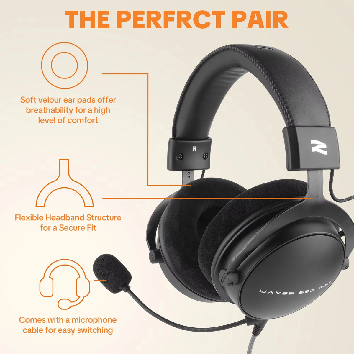 Talomen TOP W550X Over-Ear Wired Headphones with 50mm Drivers, Deep Bass, Detachable Cable & Built-in Microphone – Gaming, DJ, Studio & Office Headset