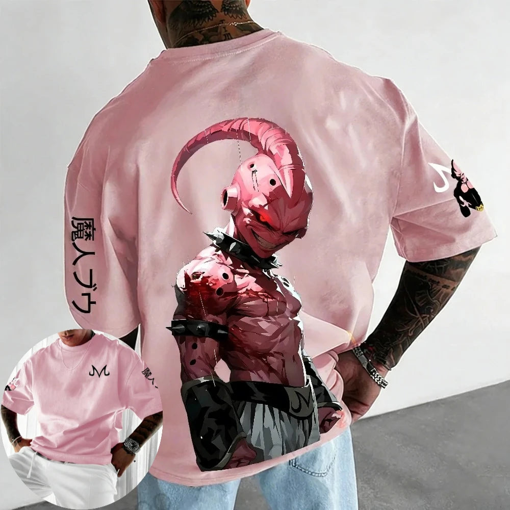 Dragon Ball Super Men's and Women's T-Shirts Majin Buu Anime Tee Summer Spring Boy's Oversize Short Sleeves Parent-child Outfits