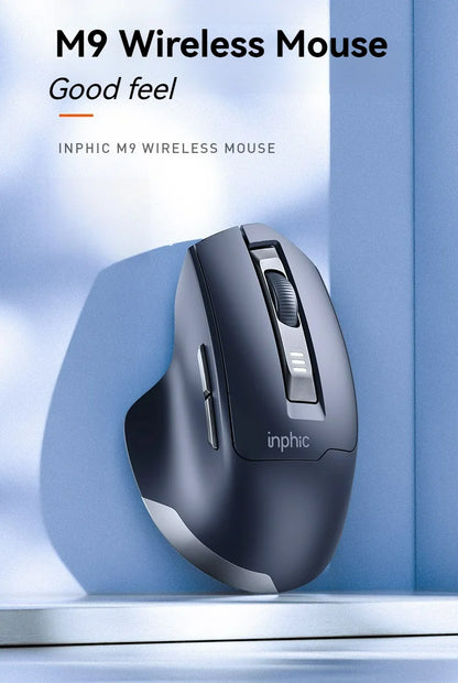 Inphic M9 Wireless Mouse 2.4G USB Receiver Rechargeable Type-C Mute Button Power Visualization Ergonomic Office Universal Mouse