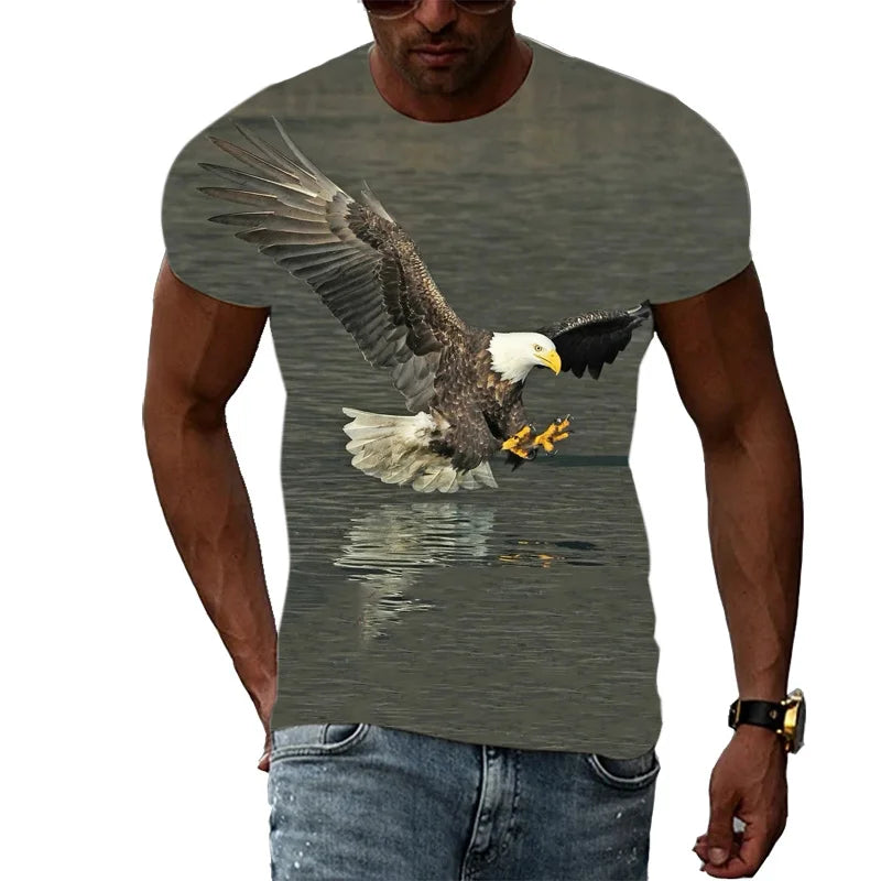 3D Printed Funny Eagle T Shirt For Men Cool Animal Pattern Tees Summer Harajuku Loose Round Neck Tops Short Sleeve Kids T-Shirts