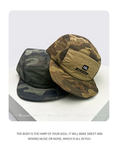 Unisex CAMO brzo sušeće vezene bejzbol kape s kapuljačom, s blokovima boja, prozračne, personalizirane, s izbočenim vrhom, višenamjenske