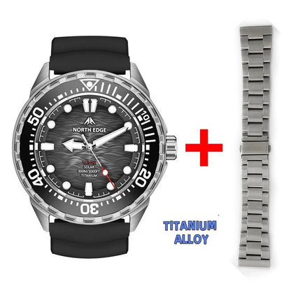 NORTH EDGE 2025 NEW+ TRITON-TI Titanium Solar-Powered Diving Watch Luxury Quartz Watches for Men 300M Waterproof 180+ Day Power