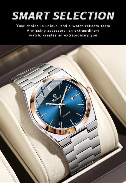 UTHAI Men Watch Light Luxury Brand Stainless Steel Calendar Waterproof Male Business Leisure Fashion Quartz Clock Watch