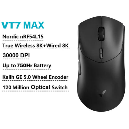 Rapoo VT7 MAX Wireless Gaming Mouse, True 8K Wireless Gaming Mouse, 53g Ultra-Lightweight, 30K DPI, 750-Hour Battery, Programmable Gaming Mouse