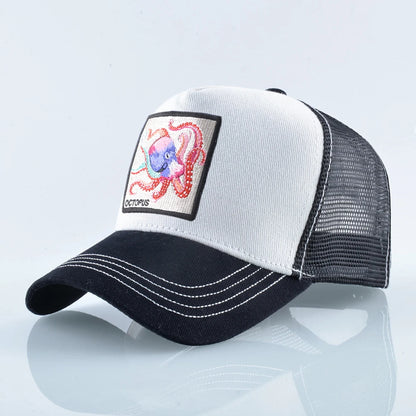 Czapka baseballowa unisex z naszywką z ośmiornicą dla mężczyzn i kobiet – czapka typu snapback na cztery pory roku, czapka typu trucker, czapka sportowa na świeżym powietrzu, oddychająca, codzienna