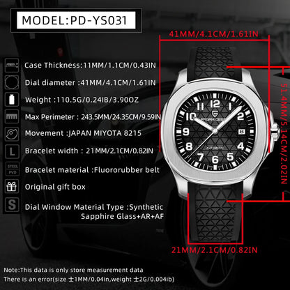 PAGANI DESIGN 2026 New Men's Watches Rose Gold Top Luxury  Automatic Watch For Men Barrel dial Steel Mechanical Wristwatch Men