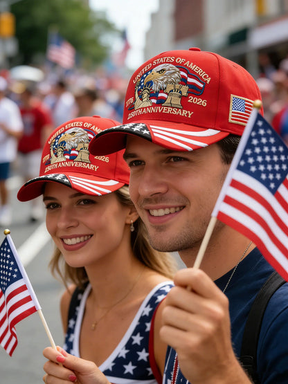 ABLECAP 250th Anniversary USA Hat Embroidered Patriotic Baseball Cap 1776-2026 Independence Day Cap Adjustable Hat for Men Women