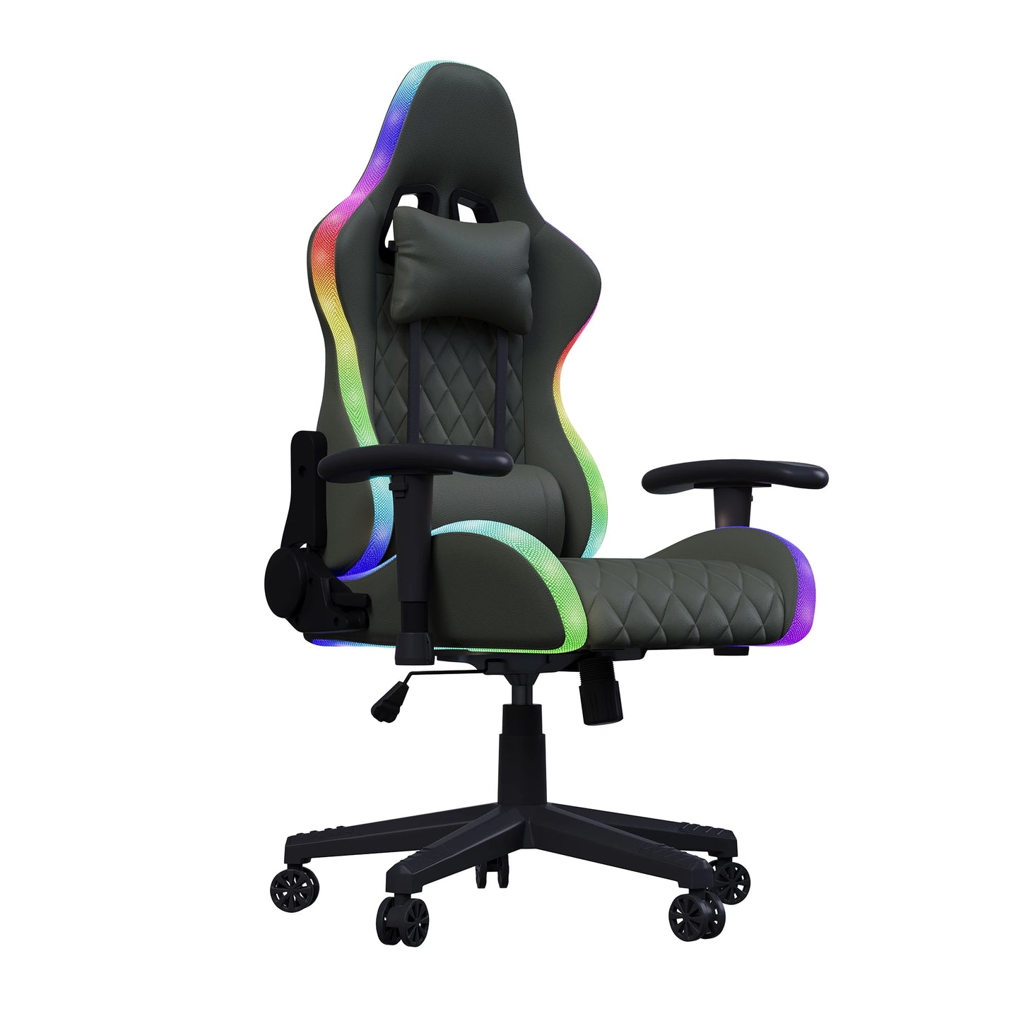 Rosahqnda Gaming Chair with Massage Function, Adjustable backrest,Computer Chair,with ambient light,Lumbar Cushion, Pillow,150 KG