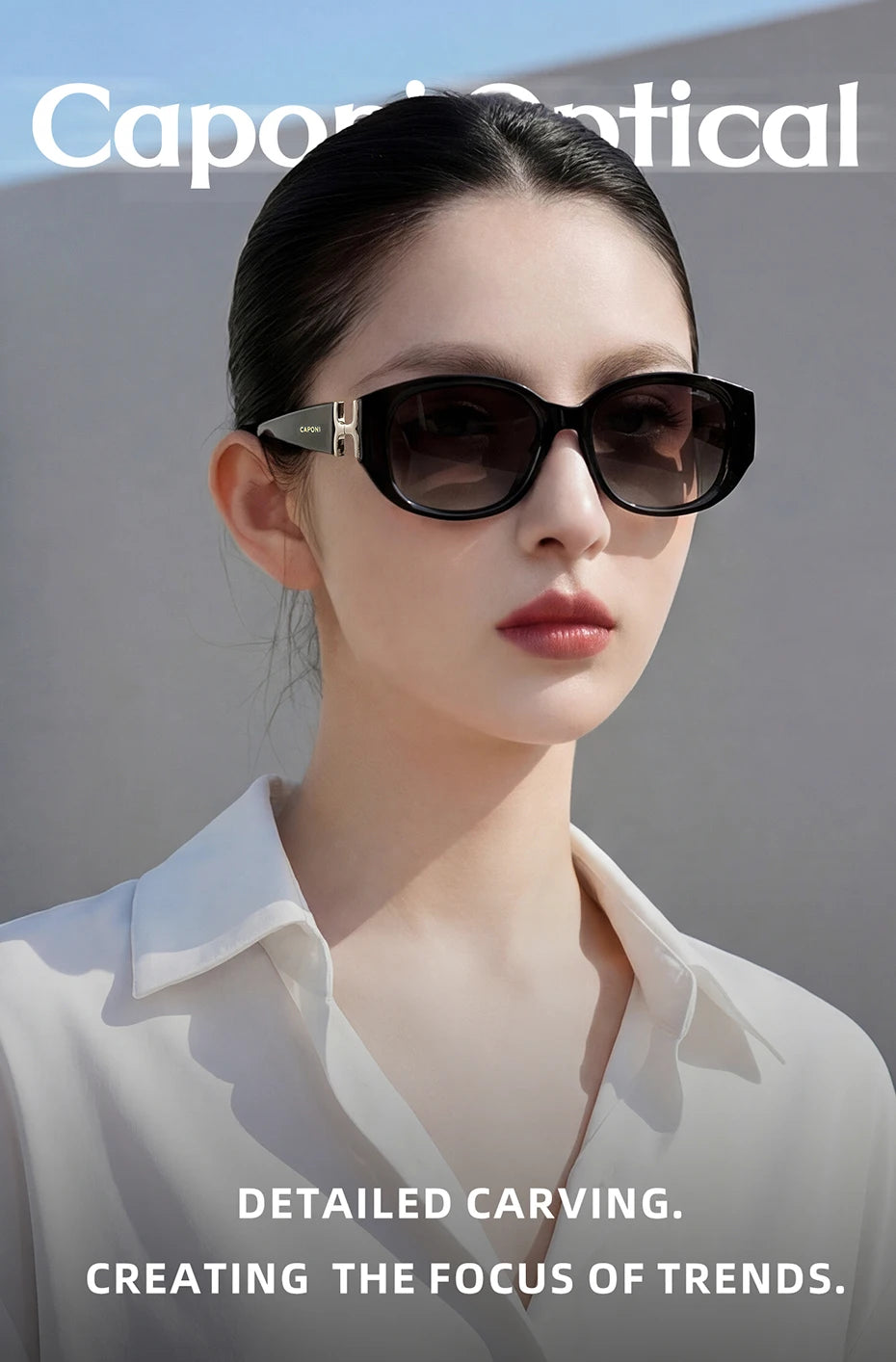 CAPONI New Polarized Women Sunglasses Fshion Luxury Acetate Outdoor Original Design Eyewear UV400 Protection Brown Shade CP36023