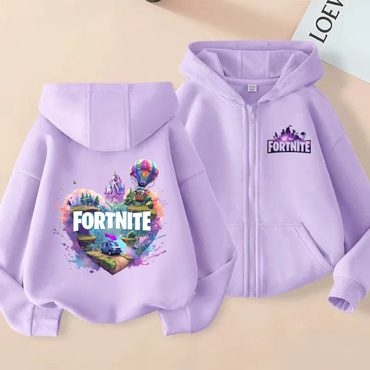 Fortnites Kids Zipper Hooded Coats Anime Fortress Night Sweatshirts Game Spring Autumn Hoodies Sportwear Children Clothes Gift