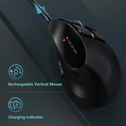 Seenda Vertical Wireless Mouse Bluetooth 5.0 Rechargeable Ergonomic Mouse for PC, Laptop, Mac, iPad & Tablet, 2.4G USB Multi-Device Wireless Mouse
