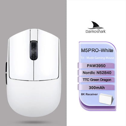 Darmoshark M5Air trådlös gamingmus i smidd kolfiber 8K PAW3950 30K DPI för små händer, fingertoppsgrepp, spelmakron, lättviktig