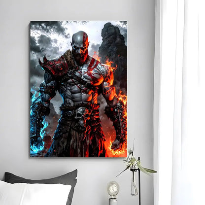 Game G-God of War Poster  Self-adhesive Art Waterproof Paper Sticker Coffee House Bar Room Wall Decor