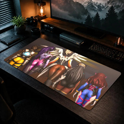 Overwatch Hips Gaming-Mauspad fürs Büro, rutschfeste Schreibtischunterlage, DIY-Mauspad, große Game-Tastaturunterlage mit Overlock-Naht