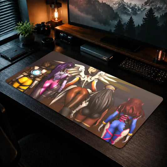 Overwatch Hips žaidimų pelės kilimėlis biurui, neslystantis stalo kilimėlis, „pasidaryk pats“ didelis žaidimų klaviatūros kilimėlis su apsiūtais kraštais