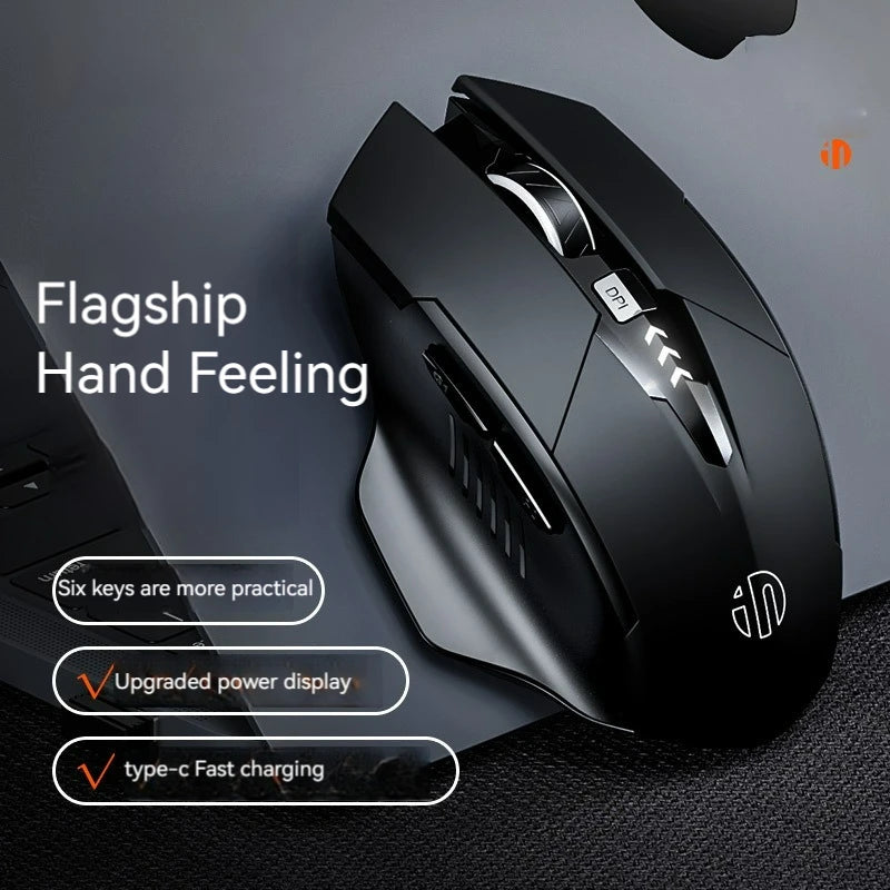 Inphic F1 Rechargeable Wireless Mouse, Bluetooth & 2.4G Silent Wireless Mouse with 6 Buttons, Adjustable DPI, Ergonomic Gaming & Office Mouse for Laptop, PC & Tablet
