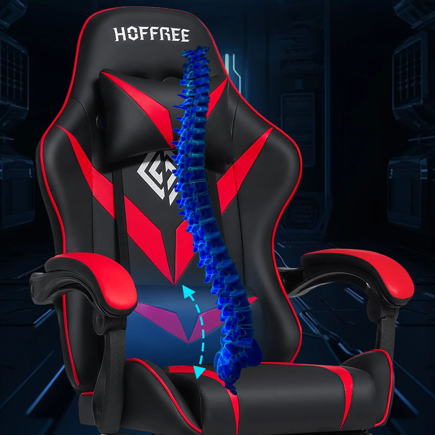 200Lbs Gaming Chair with Massage Lumbar Support, Ergonomic PC Gaming Chair with Footrest, Reclining Adjustable Armrest Computer Chair