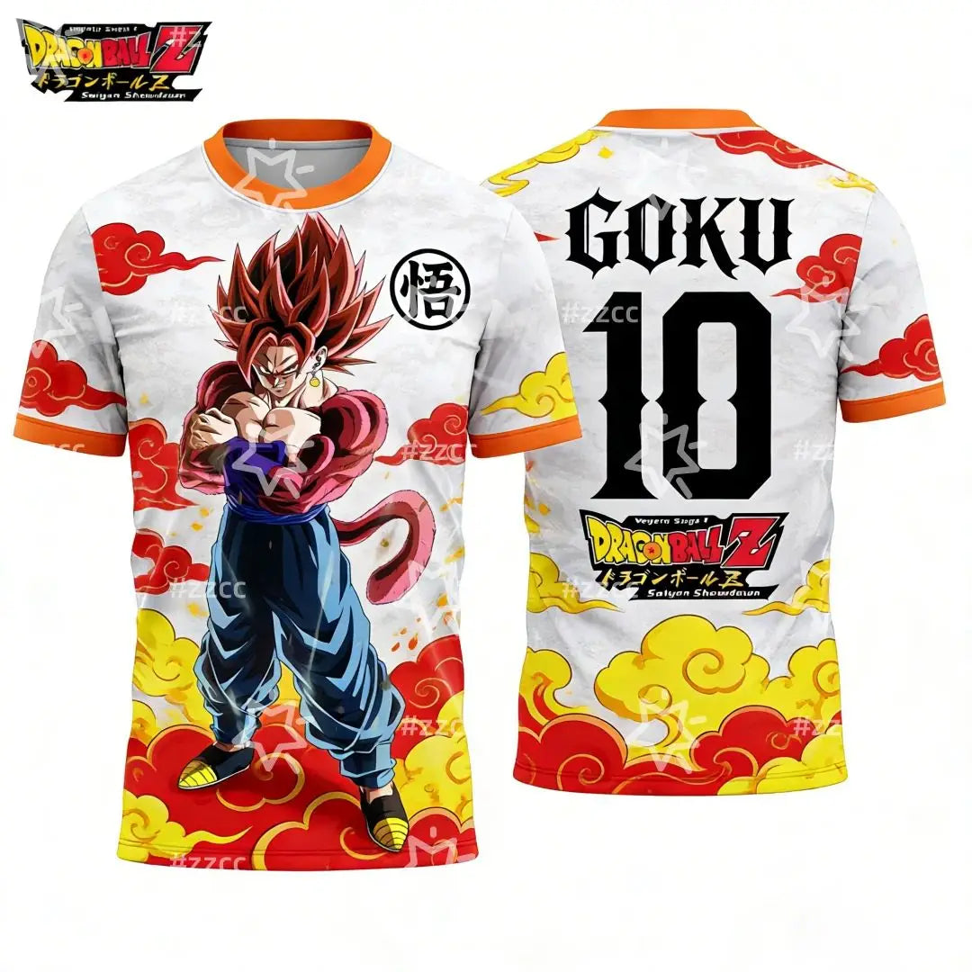 2026 Dragon Ball Super Saiyan Wukong Pattern Football Team Kit Autumn Sports Quick Drying Boys' T-shirt Children's Clothing