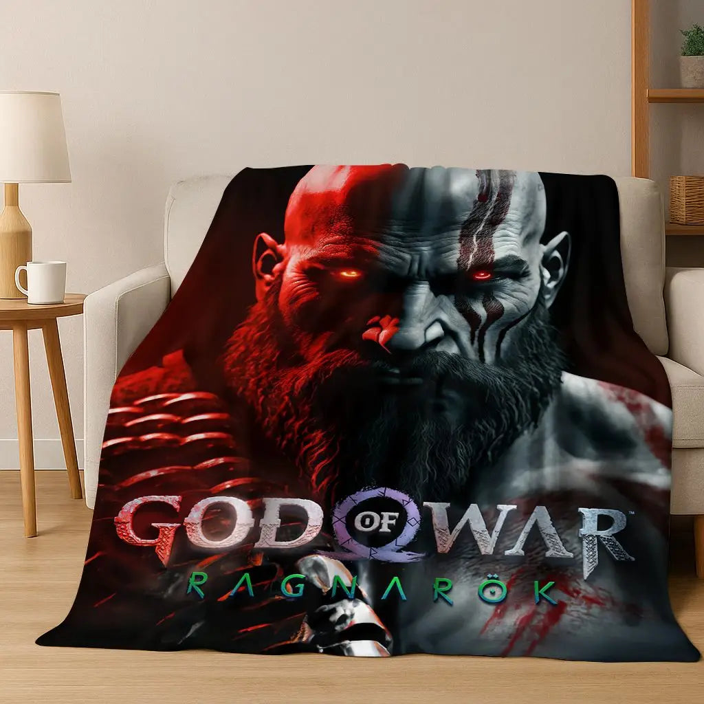 Classics God of War Kratos 3A Game Gamer Flannel Blanket,Warm and Cozy Soft Throw Blanket for Home Bedroom Bed Sofa Kid Gift