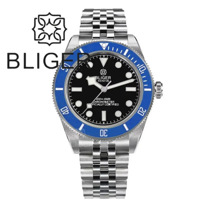 BLIGER 39mm Classic Wine Red Diver Watch For Men NH35 Mechanical Domed Sapphire Glass100m Waterproof Super Luminous Reloj Hombre
