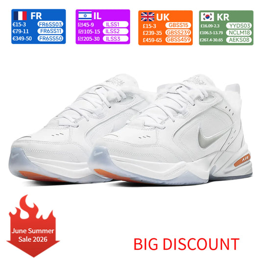 Nike Air Monarch 4 Snow Day Cowhide Leather Casual Cushioned, Slip-Resistant, Durable Low-Top Dad Shoes Unisex Style AV6676-100