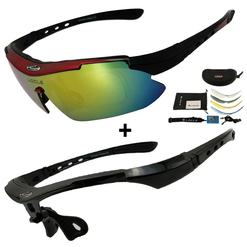 LOCLE Cycling Glasses UV400 Polarized Cycling Sunglasses Men Road MTB Bike Bicycle Glasses Fishing Riding Goggle Cycling Eyewear