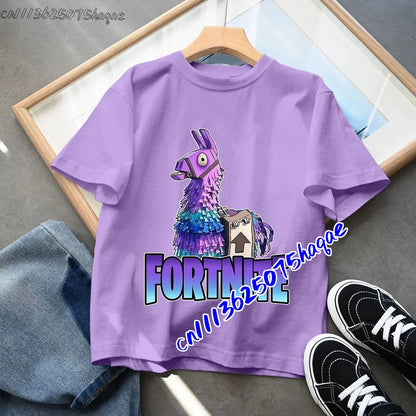 Fortnites Children T-shirts Game Cartoon Printed Figures Fortress Night Tees Game Short Sleeves Tops Summer Boys Girls Clothes