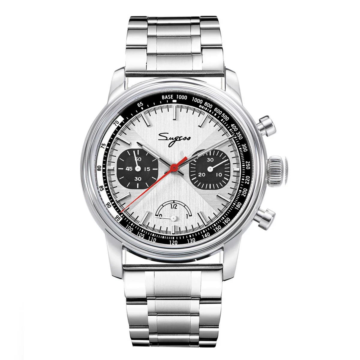 Sugess Watch of Men Pilot 1963 Wristwatches ST1906 Chronograph Handwind Movement Domed Sapphire Waterproof PowerReserve Lume V2