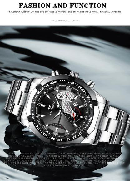 BINBOND Orginal Quartz Wristwatches For Men Luxury Luminous Waterproof Auto Date Men's Watch Stainless Steel Reloj Free Ship