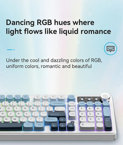 Teclado AJAZZ AF98 com/sem fios, sensação mecânica, para escritório, bateria de longa duração, três modos, iluminação mista RGB, teclas em ABS, ergonómico