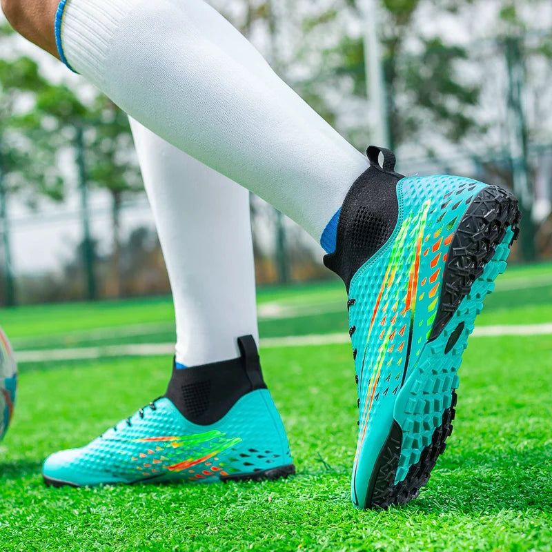 Double Star High-Top Soccer Shoes, Men's TF Turf Studs, Professional Training & Match for Boys, Teens, Kids and Adults