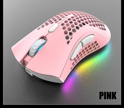BM600 Wireless Gaming Mouse USB 2.4GHz Rechargeable RGB Wireless Mouse, Ergonomic Honeycomb Optical Mouse for PC, Laptop & Office