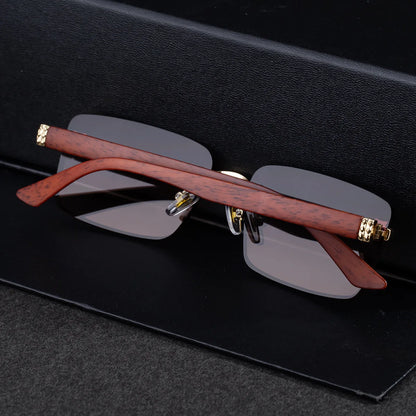 2026 Wooden Rimless Sunglasses Women Trendy Retro UV400 Protection Square Sunglass Men Brand Design Fashion Glasses Dropshipping