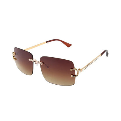 Fashion Rimless Square Sunglasses Vintage Diamond Brand Design Cut Lens Sun Glasses Men Women Metal Frame Luxury Eyewear